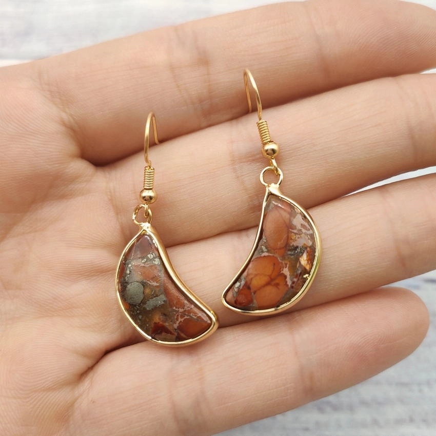 Wholesale Natural Stone Moon Star Earrings