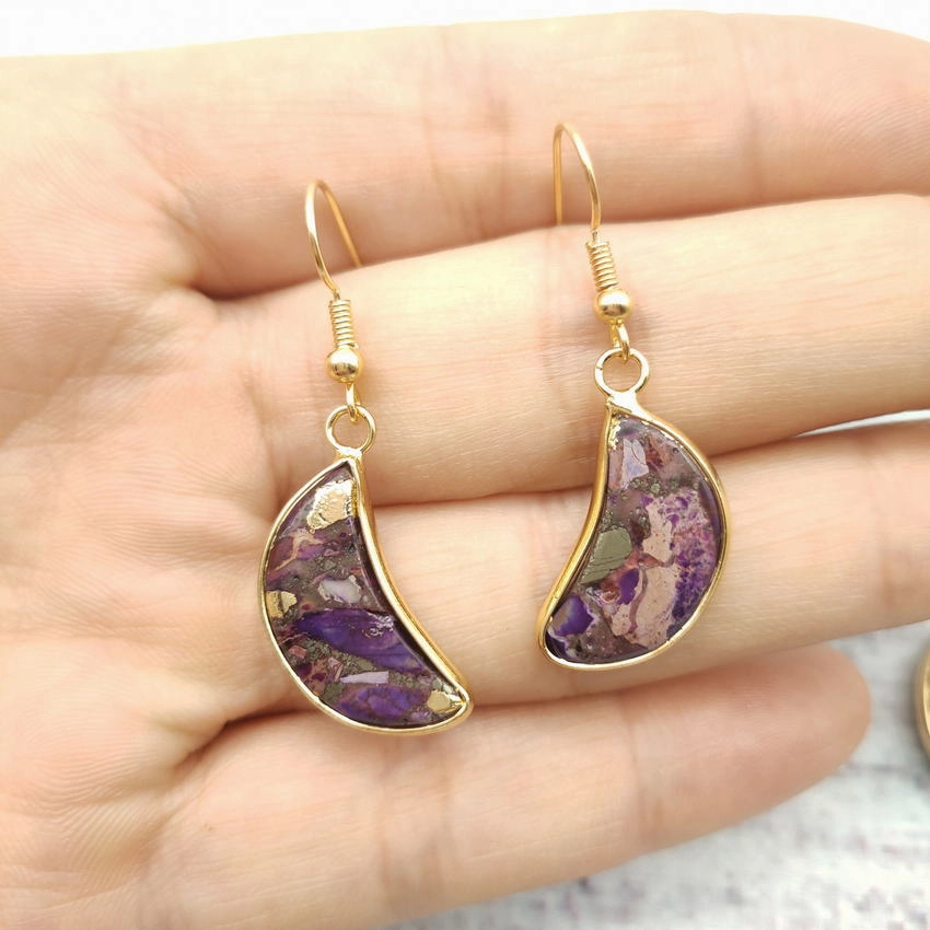Wholesale Natural Stone Moon Star Earrings