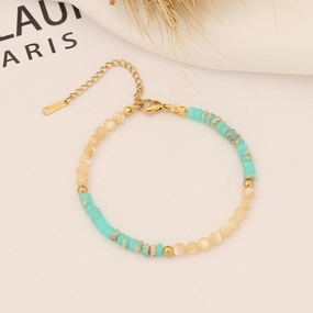Wholesale Natural Stone Pearl Shell Stainless Steel Bracelet