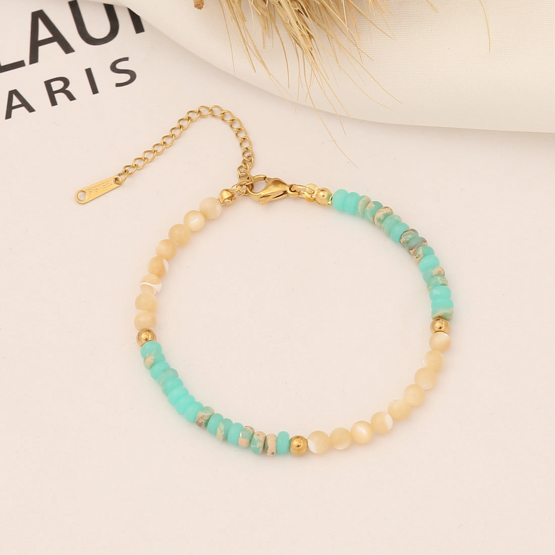 Wholesale Natural Stone Pearl Shell Stainless Steel Bracelet