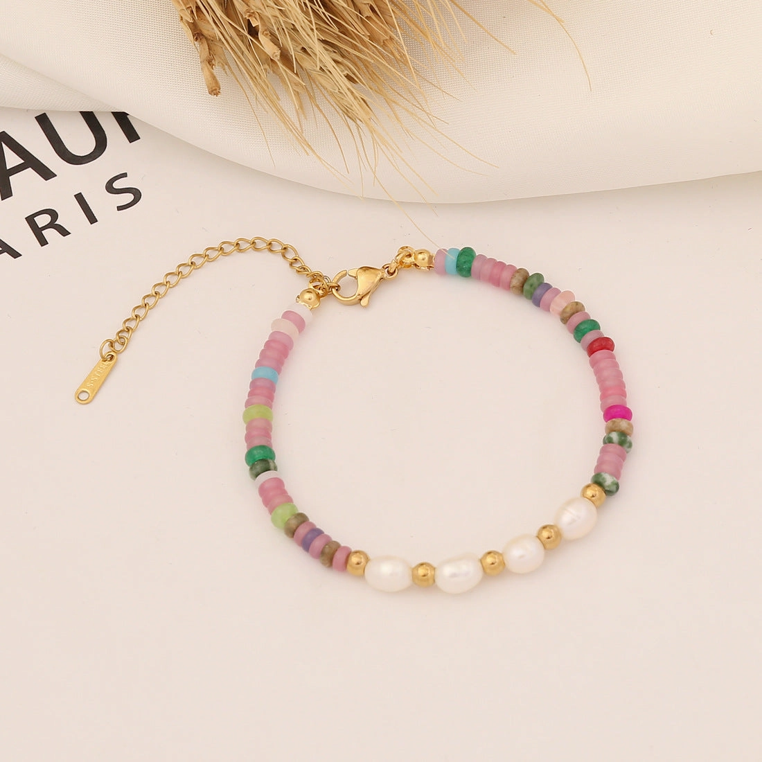Wholesale Natural Stone Pearl Shell Stainless Steel Bracelet