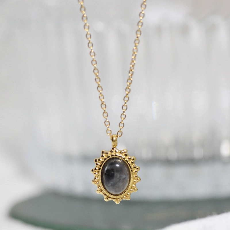 Wholesale Natural Stone Pendant Stainless Steel Necklace