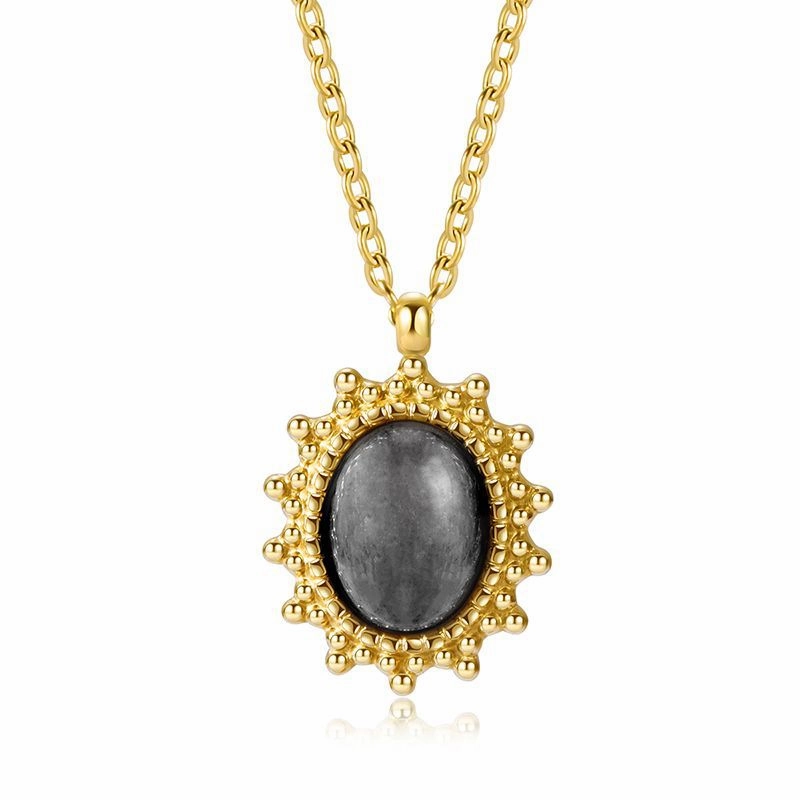 Wholesale Natural Stone Pendant Stainless Steel Necklace
