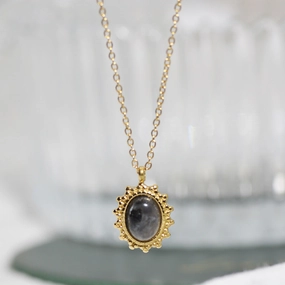 Wholesale Natural Stone Pendant Stainless Steel Necklace