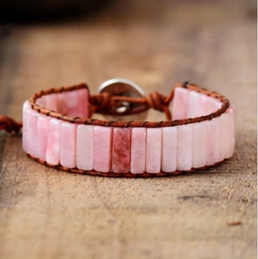 Wholesale Natural Stone Square Tube 4*13MM Leather Beaded Bracelet