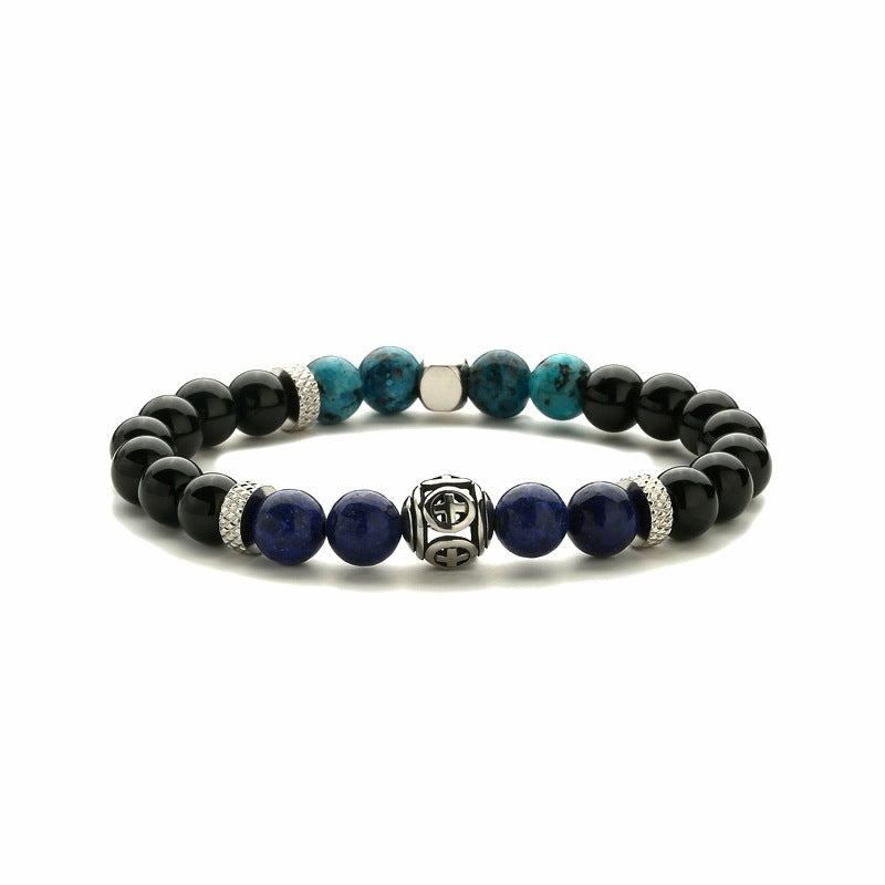 Wholesale Natural Stone Stainless Steel Cross Beading Bracelet