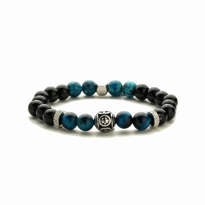 Wholesale Natural Stone Stainless Steel Cross Beading Bracelet