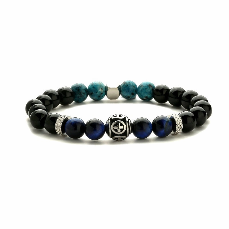 Wholesale Natural Stone Stainless Steel Cross Beading Bracelet