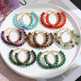 Wholesale Natural Stone Stainless Steel Earrings