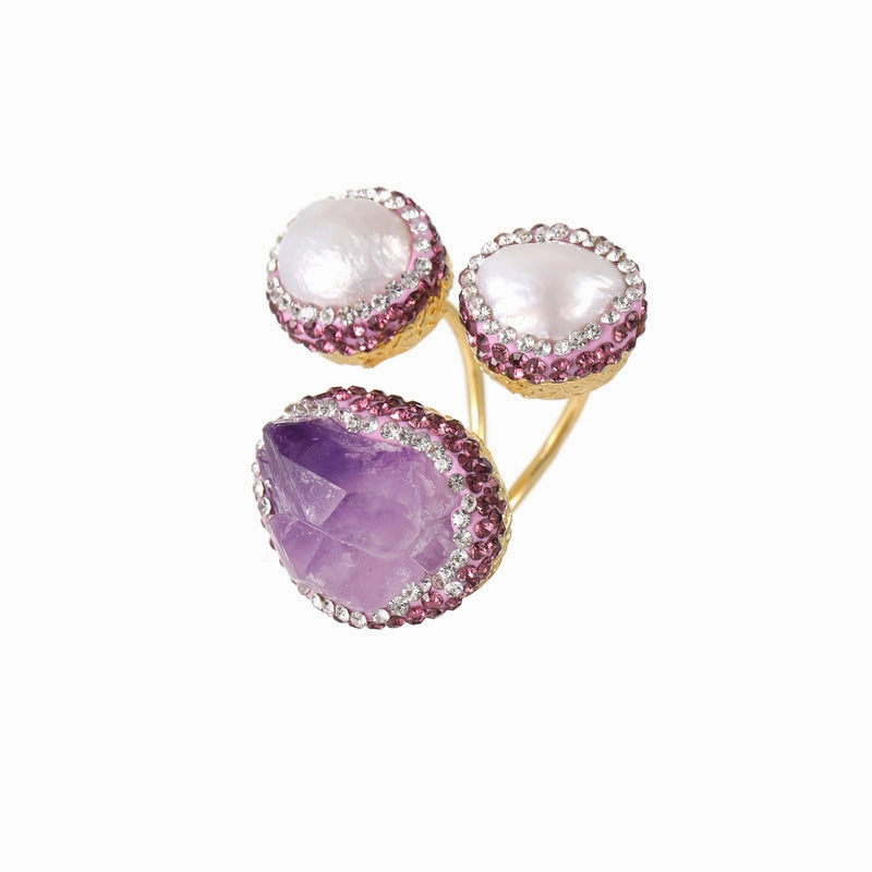 Wholesale Natural Thermostone Textured Zircon Open Ring
