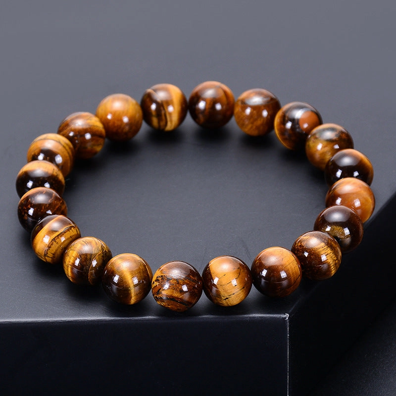 Wholesale Natural Tiger Eye Bracelet Handmade Beaded Single Circle Yellow Tiger Eye Bracelet