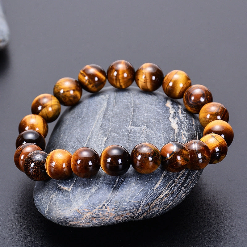 Wholesale Natural Tiger Eye Bracelet Handmade Beaded Single Circle Yellow Tiger Eye Bracelet