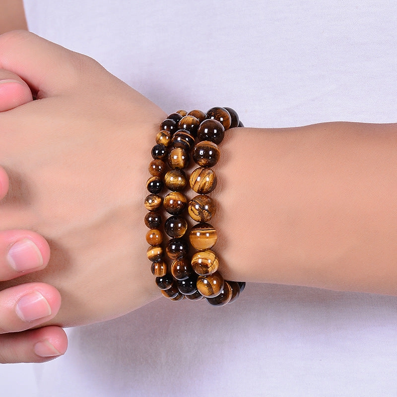 Wholesale Natural Tiger Eye Bracelet Handmade Beaded Single Circle Yellow Tiger Eye Bracelet