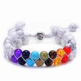 Wholesale Natural Turquoise Double Layer Woven Bracelets