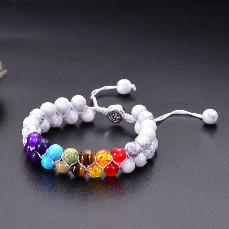 Wholesale Natural Turquoise Double Layer Woven Bracelets