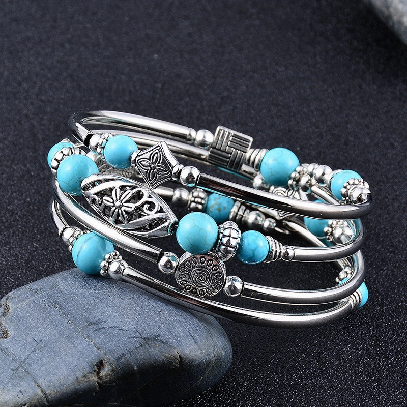 Wholesale Natural Turquoise/Tiger's Eye Beads Bracelet