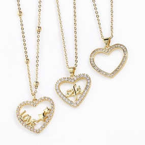 Wholesale Necklace Copper 18K Gold Plated Heart-shaped OLY-NE-AS013