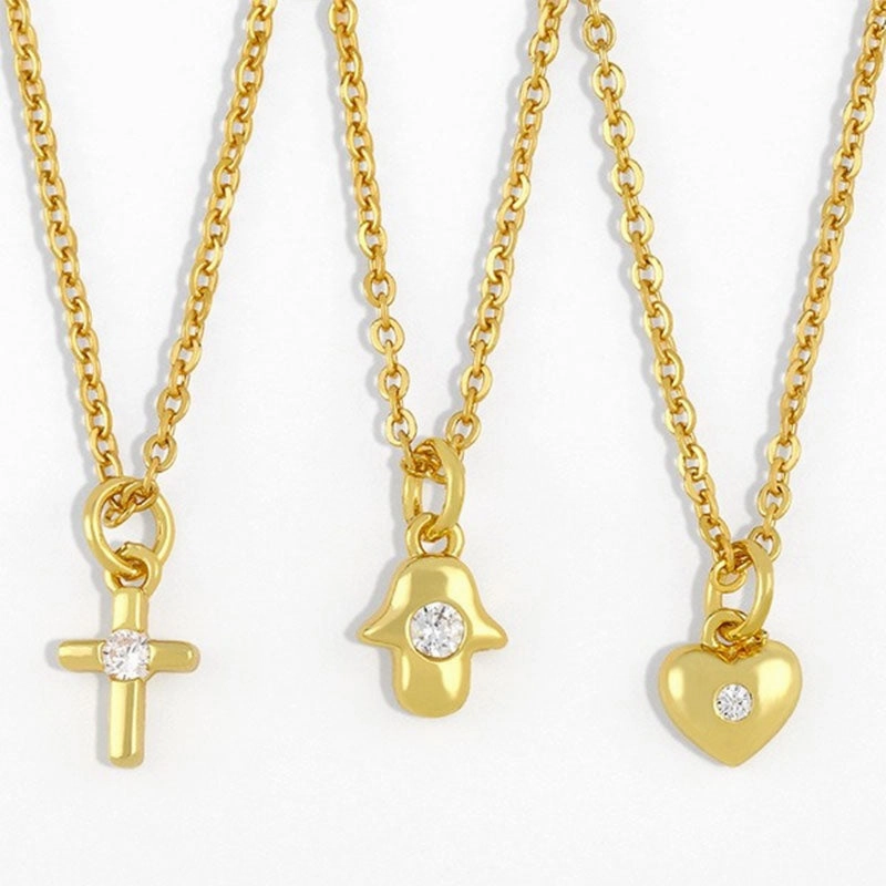 Wholesale Necklace Copper Plated 18K Gold Cross Heart OLY-NE-AS005