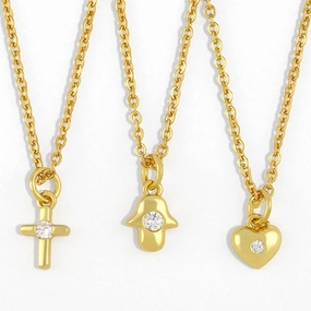 Wholesale Necklace Copper Plated 18K Gold Cross Heart OLY-NE-AS005