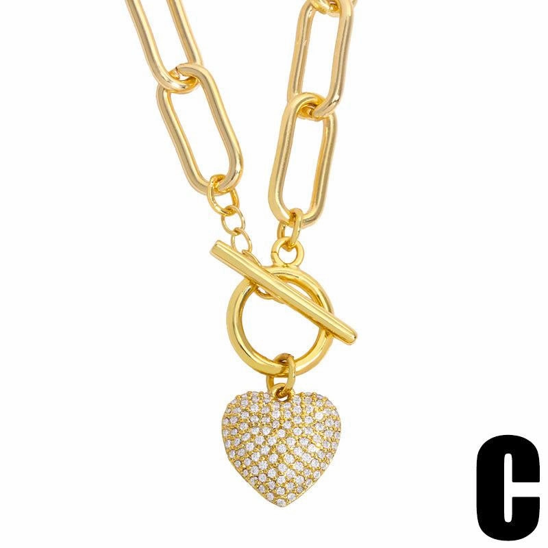 Wholesale Necklace Copper Plated 18K Gold Cross Heart OLY-NE-AS005