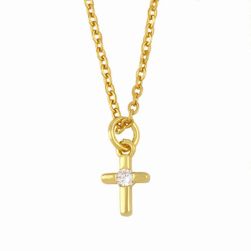 Wholesale Necklace Copper Plated 18K Gold Cross Heart OLY-NE-AS005