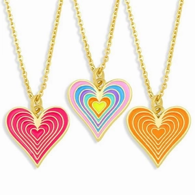 Wholesale Necklace Copper Plated 18K Gold Enamel Heart Shape OLY-NE-AS001