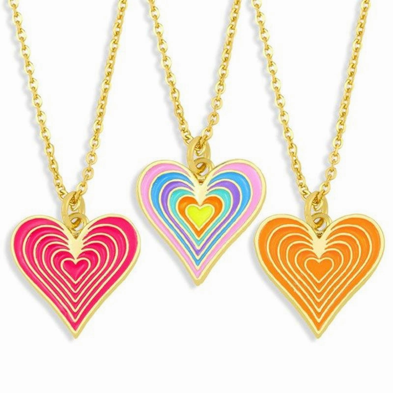 Wholesale Necklace Copper Plated 18K Gold Enamel Heart Shape OLY-NE-AS001