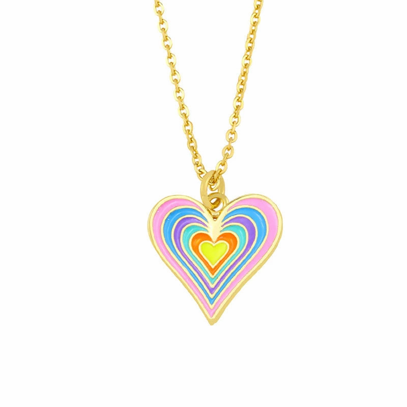 Wholesale Necklace Copper Plated 18K Gold Enamel Heart Shape OLY-NE-AS001