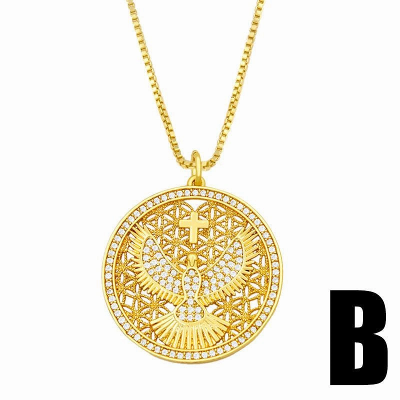 Wholesale Necklace Copper Plated 18K Gold Hollow Heart Shape Dove of Peace OLY-NE-AS006