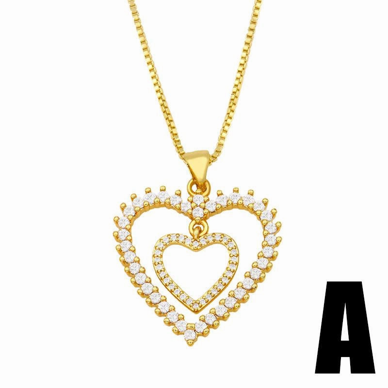 Wholesale Necklace Copper Plated 18K Gold Hollow Heart Shape Dove of Peace OLY-NE-AS006