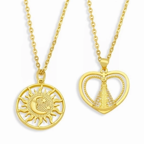 Wholesale Necklace Copper Plated 18K Gold Sun Moon OLY-NE-AS007