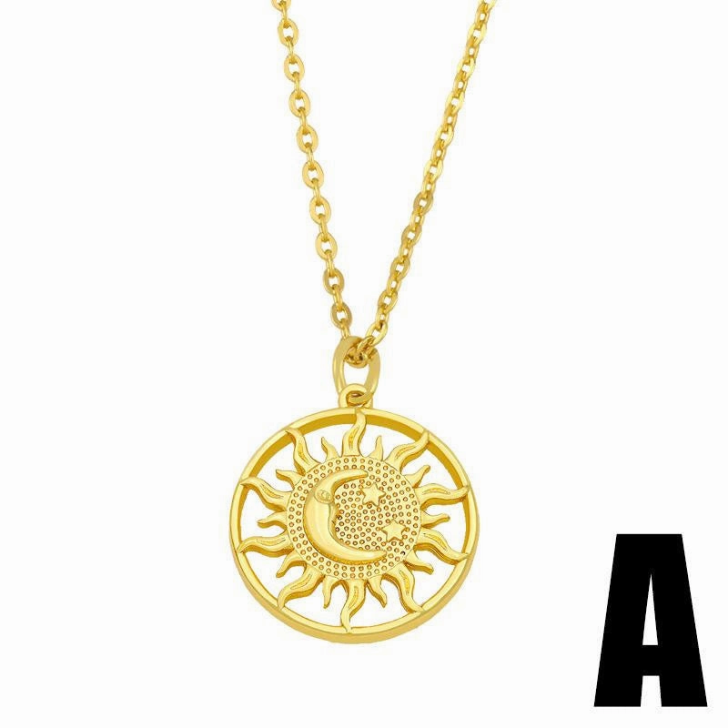 Wholesale Necklace Copper Plated 18K Gold Sun Moon OLY-NE-AS007