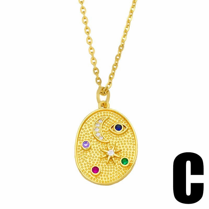 Wholesale Necklace Copper Plated 18K Gold Sun Moon OLY-NE-AS007