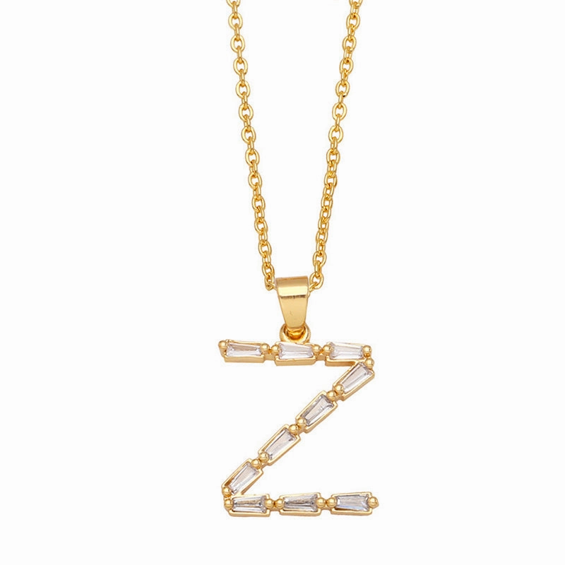 Wholesale Necklace Copper-plated 18K Gold Zircon Letters OLY-NE-AS011