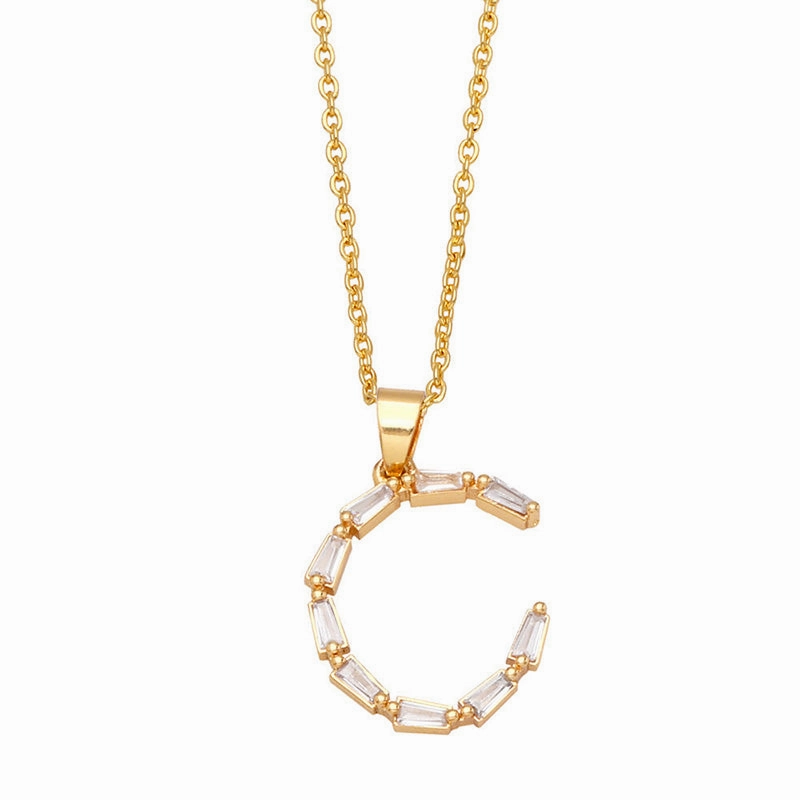 Wholesale Necklace Copper-plated 18K Gold Zircon Letters OLY-NE-AS011