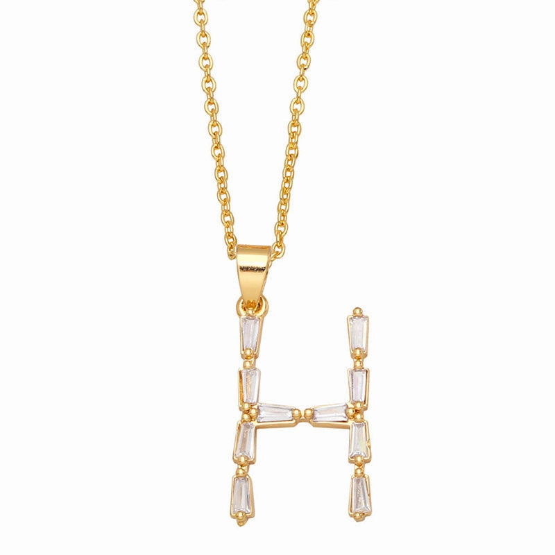 Wholesale Necklace Copper-plated 18K Gold Zircon Letters OLY-NE-AS011