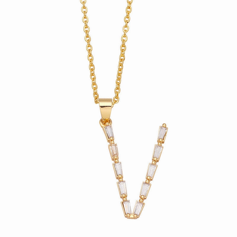 Wholesale Necklace Copper-plated 18K Gold Zircon Letters OLY-NE-AS011