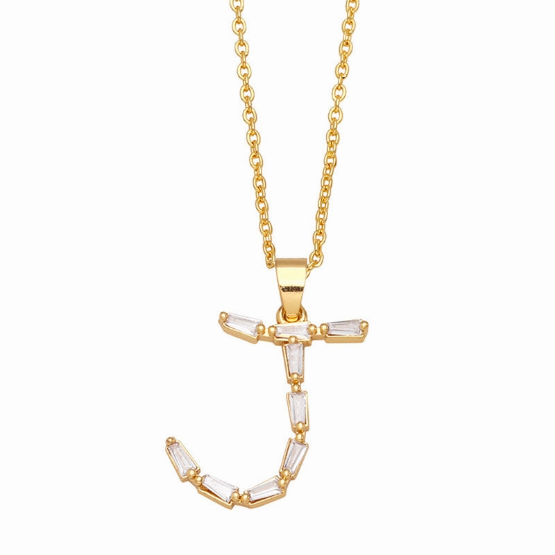 Wholesale Necklace Copper-plated 18K Gold Zircon Letters OLY-NE-AS011