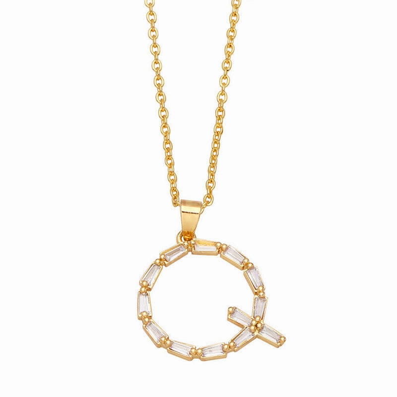 Wholesale Necklace Copper-plated 18K Gold Zircon Letters OLY-NE-AS011