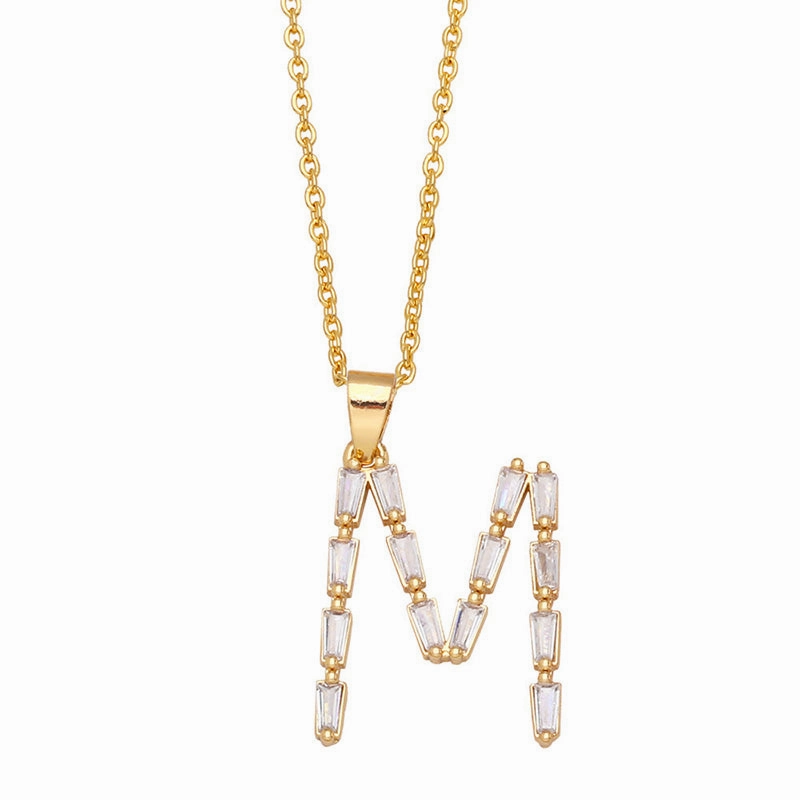 Wholesale Necklace Copper-plated 18K Gold Zircon Letters OLY-NE-AS011