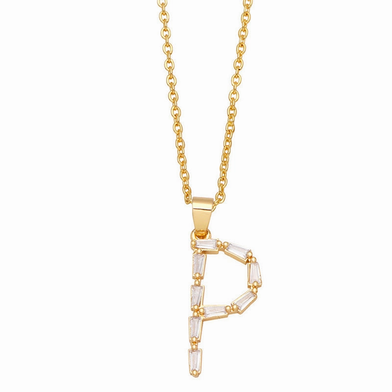 Wholesale Necklace Copper-plated 18K Gold Zircon Letters OLY-NE-AS011