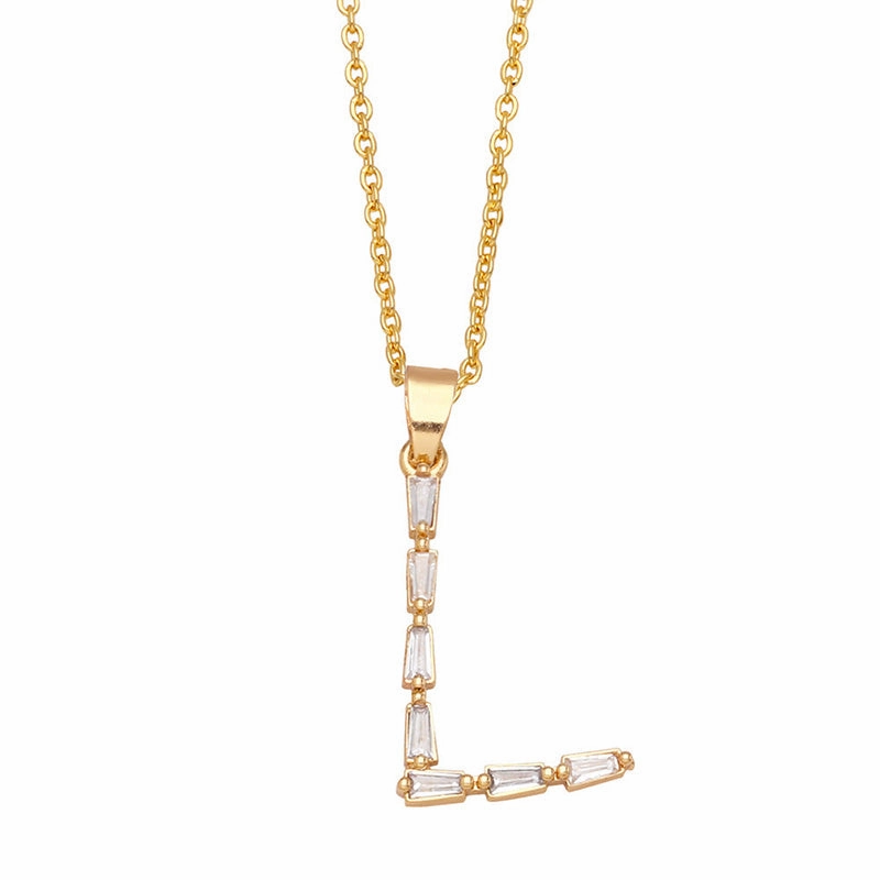 Wholesale Necklace Copper-plated 18K Gold Zircon Letters OLY-NE-AS011