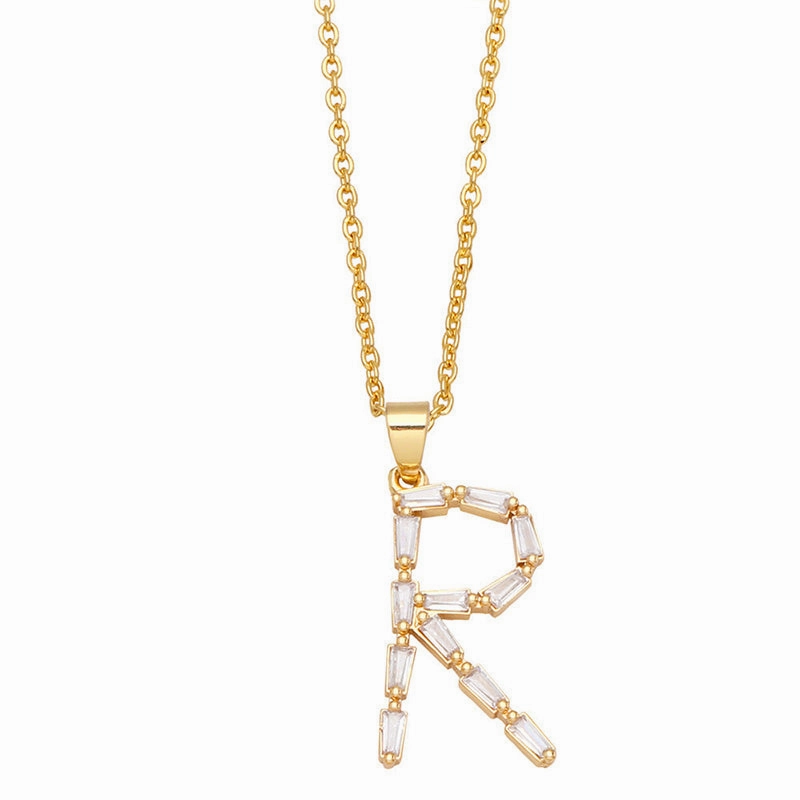 Wholesale Necklace Copper-plated 18K Gold Zircon Letters OLY-NE-AS011