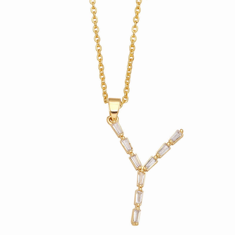 Wholesale Necklace Copper-plated 18K Gold Zircon Letters OLY-NE-AS011