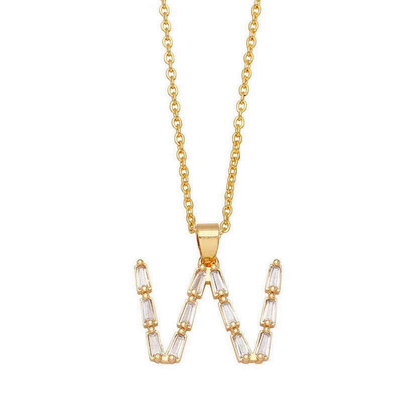 Wholesale Necklace Copper-plated 18K Gold Zircon Letters OLY-NE-AS011