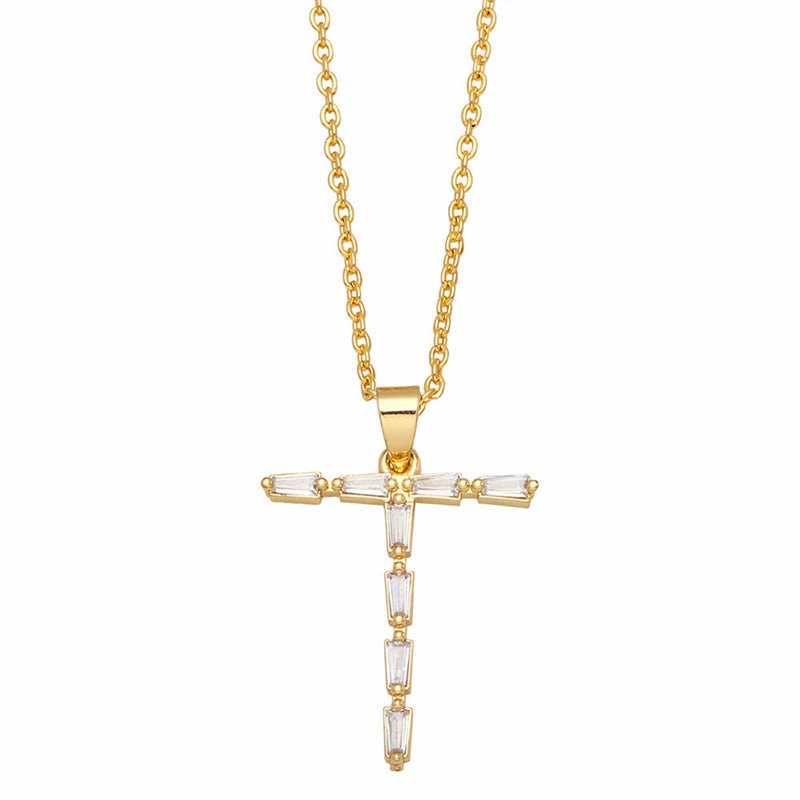 Wholesale Necklace Copper-plated 18K Gold Zircon Letters OLY-NE-AS011