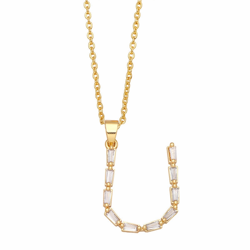 Wholesale Necklace Copper-plated 18K Gold Zircon Letters OLY-NE-AS011