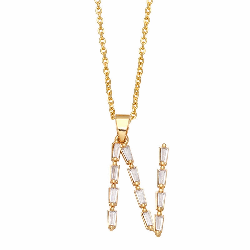 Wholesale Necklace Copper-plated 18K Gold Zircon Letters OLY-NE-AS011