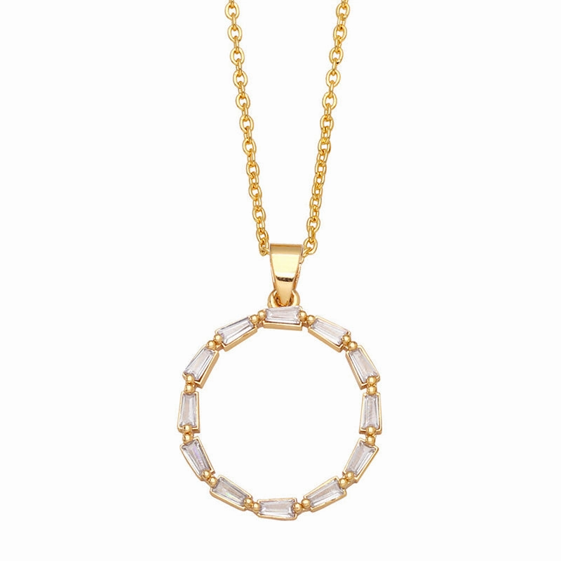 Wholesale Necklace Copper-plated 18K Gold Zircon Letters OLY-NE-AS011