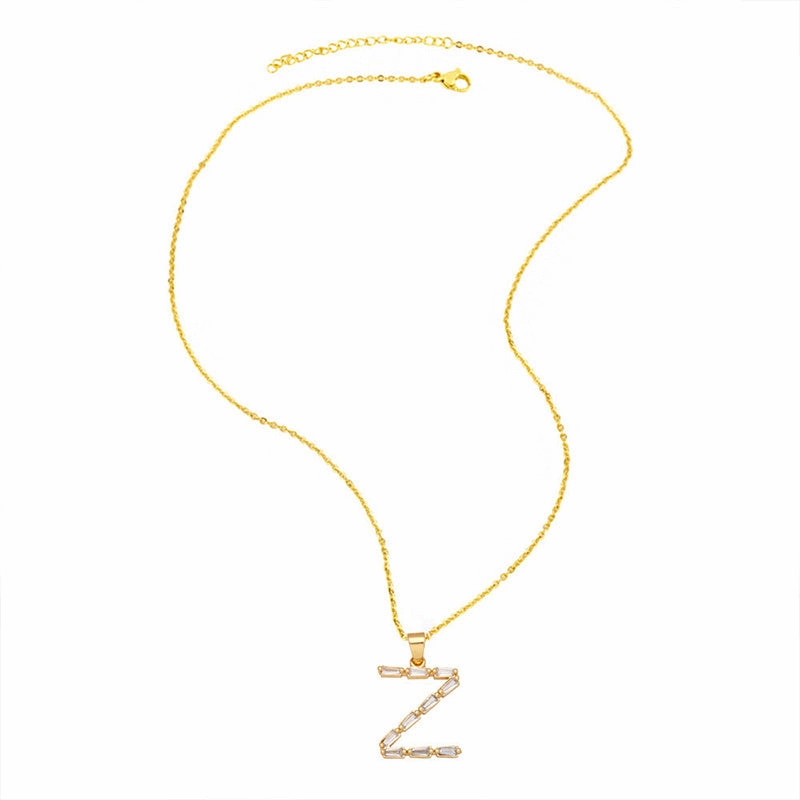 Wholesale Necklace Copper-plated 18K Gold Zircon Letters OLY-NE-AS011